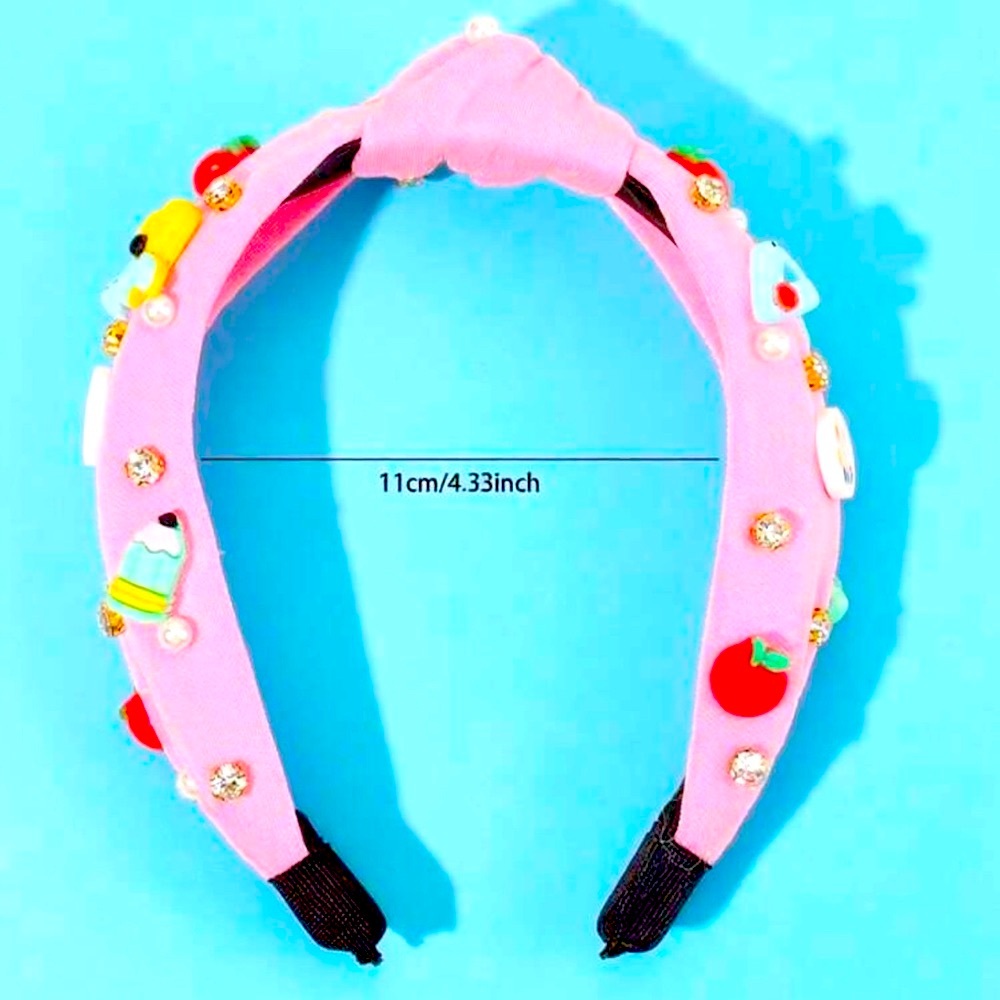 🍎🎨✂️✏️ WHITE “SCHOOL DAYS” GIRLS HEADBAND WITH FUN SCHOOL DECORATIONS❗️ - Picture 4 of 5